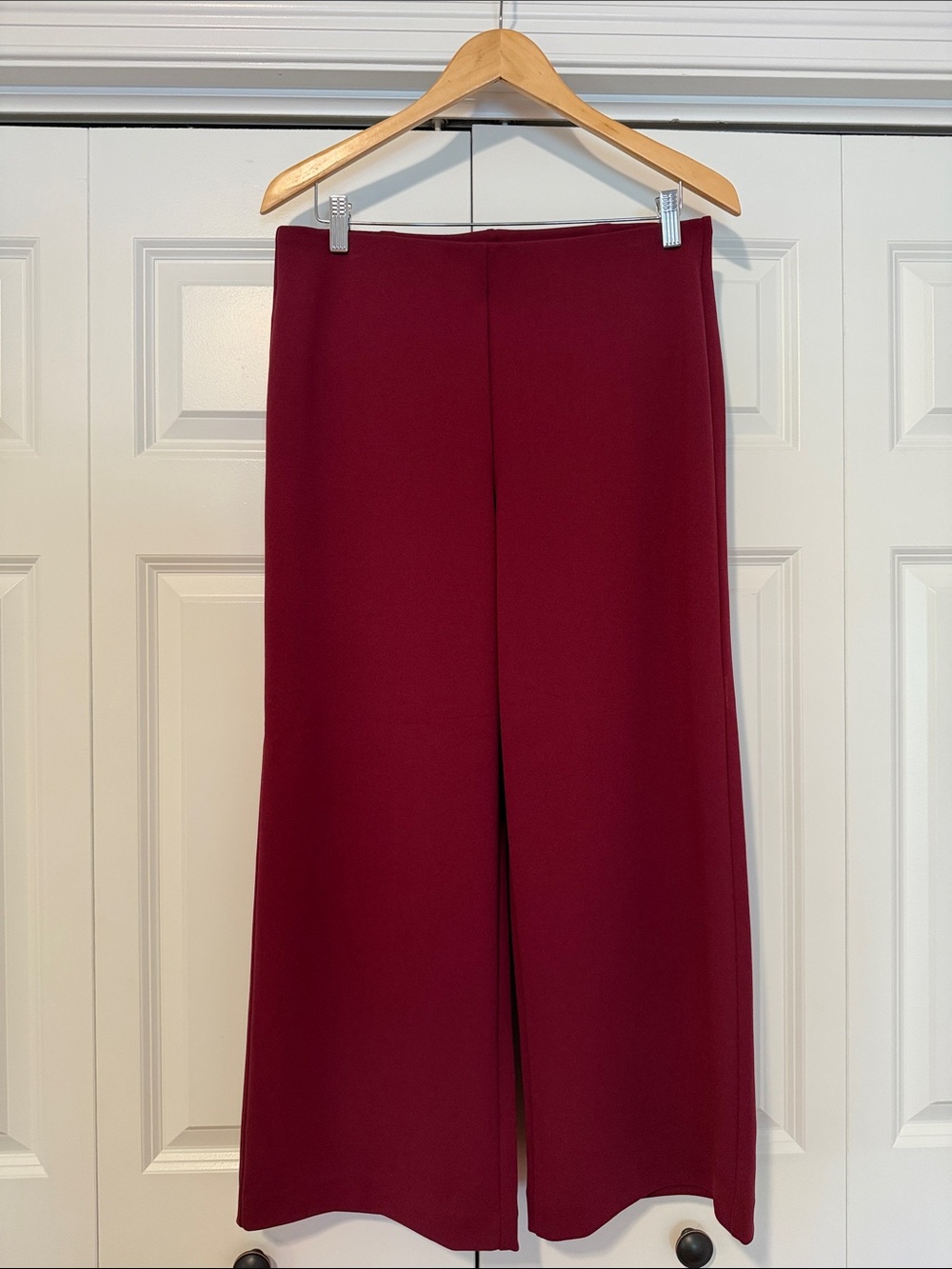 LOFT Burgundy Wide-Leg Trousers